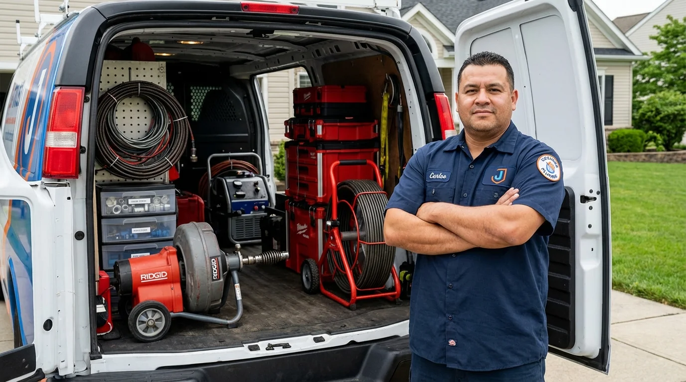 Professional drain cleaning equipment and Johns Plumbing LLC plumber in Stratford