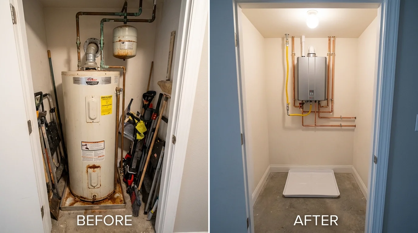 Tank water heater versus wall-mounted tankless unit comparison for Stratford, CT homeowners